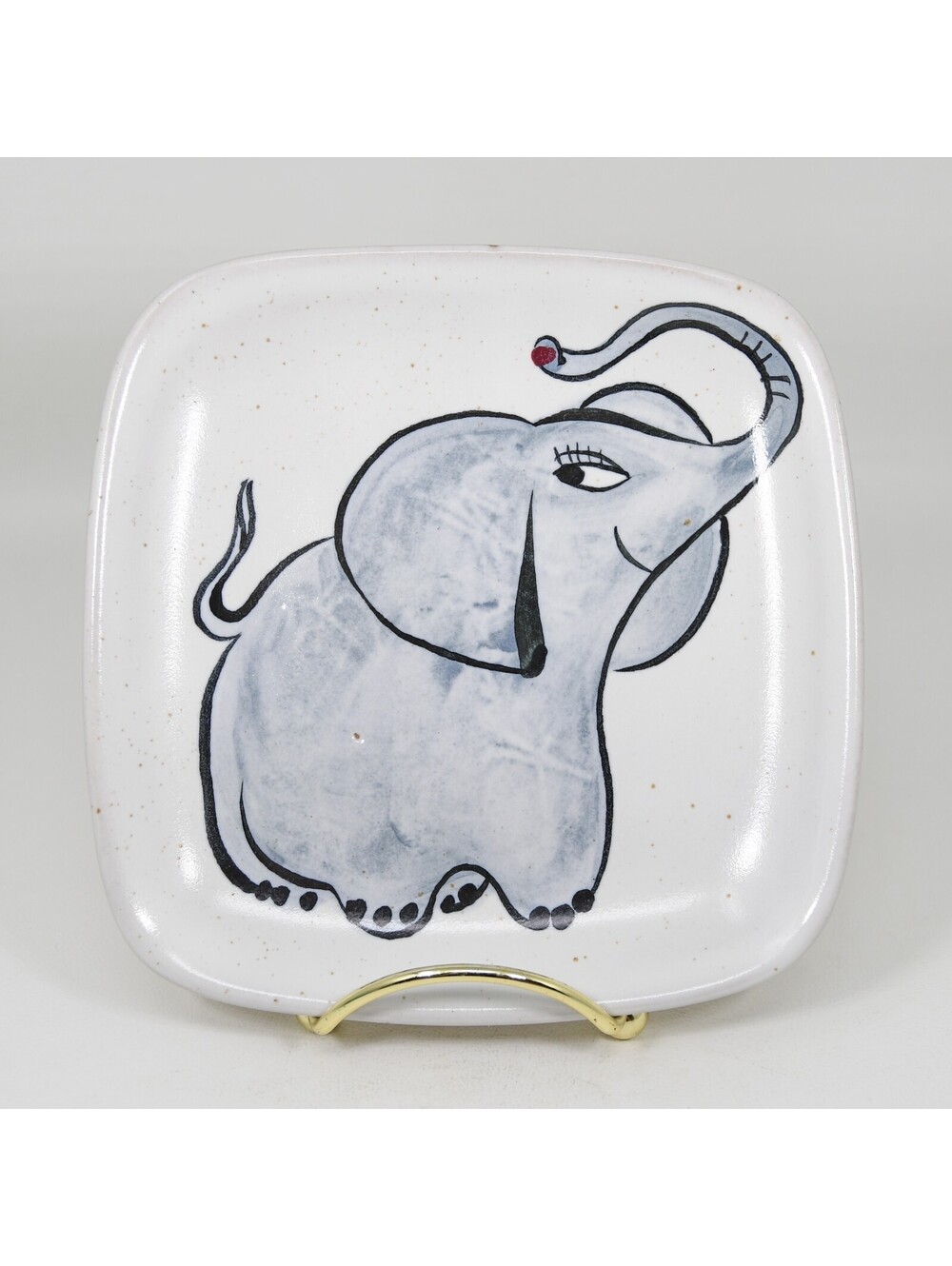 Glidden Pottery #35 Elephant Trinket Dish Canape Plate 5.5" Mid Century Vintage